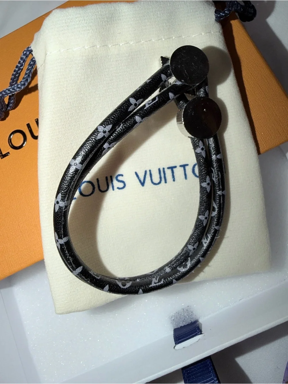 Black Monogram Rope Bracelet